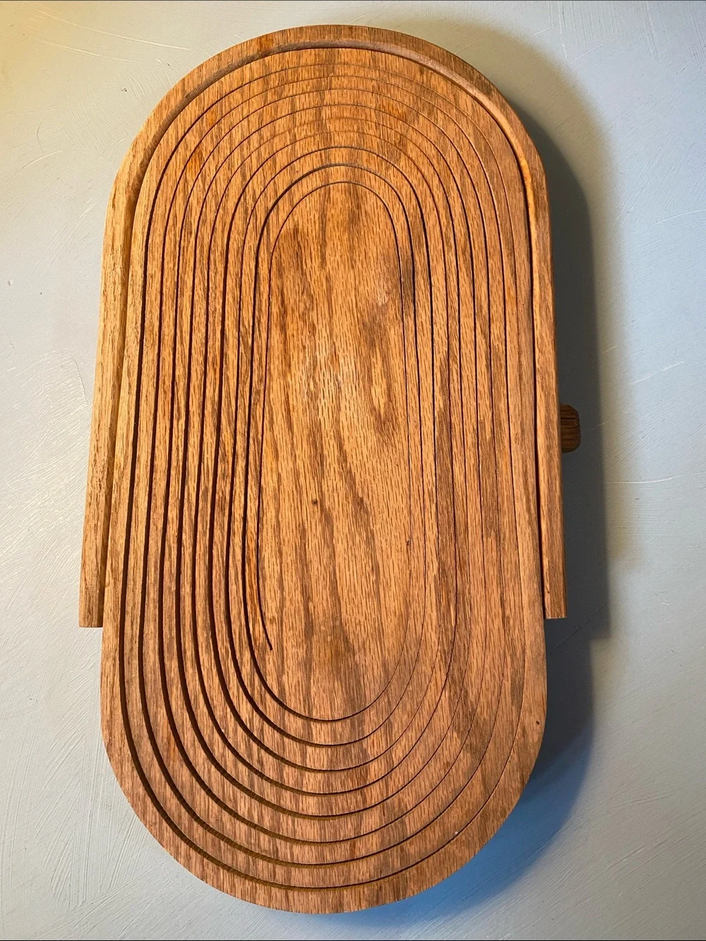 Vintage Handmade Oak Collapsible Basket